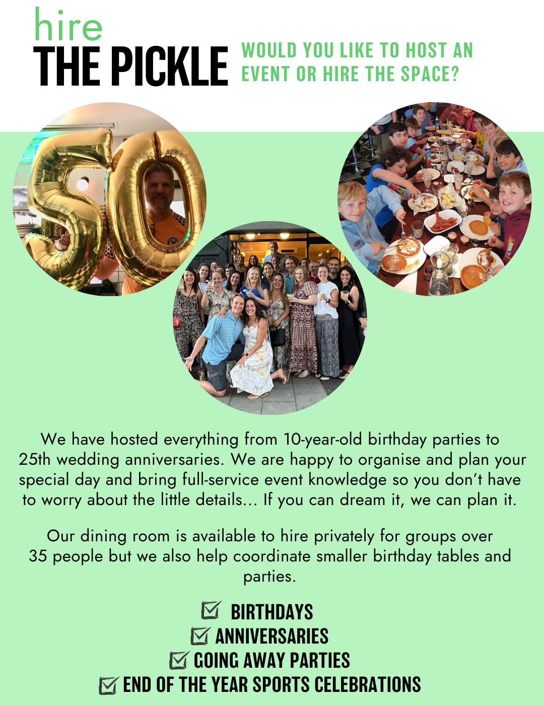 What's on Specials Pickle & Rye American Diner